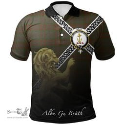 Scottish Gray Clan Crest Tartan Polo Shirt - Celtic with Scotland Lion, Tartan Plaid Polo Shirt Scottish Plaid Tartan Plaid - ScotsTee - scotstee.com