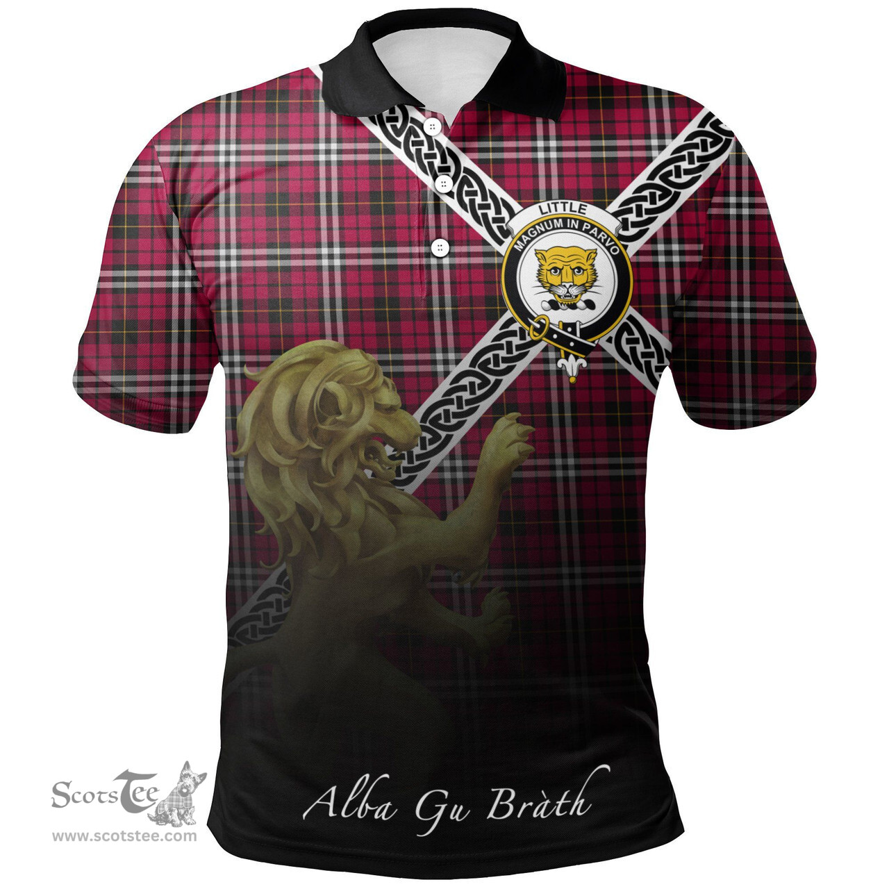 Scottish Little Clan Crest Tartan Polo Shirt - Celtic with Scotland Lion, Tartan Plaid Polo Shirt Scottish Plaid Tartan Plaid - ScotsTee - scotstee.com
