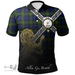Scottish Gunn Modern Clan Crest Tartan Polo Shirt - Celtic with Scotland Lion, Tartan Plaid Polo Shirt Scottish Plaid Tartan Plaid - ScotsTee - scotstee.com