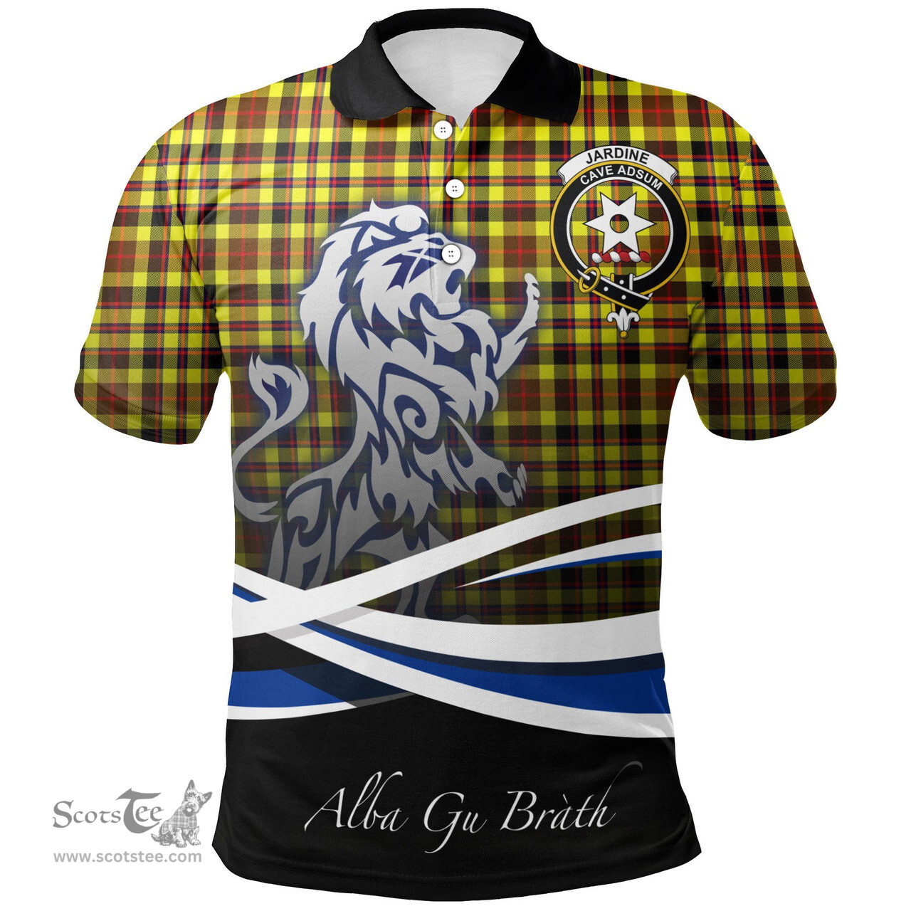 Scottish Jardine Clan Crest Tartan Polo Shirt - Blue Scotland Lion, Tartan Plaid Polo Shirt Scottish Plaid Tartan Plaid - ScotsTee - scotstee.com