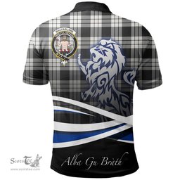 Scottish MacFarlane Black & White Ancient Clan Crest Tartan Polo Shirt - Blue Scotland Lion, Tartan Plaid Polo Shirt Scottish Plaid Tartan Plaid - ScotsTee - scotstee.com