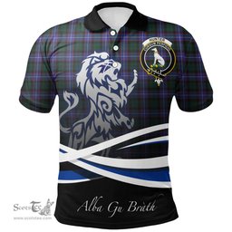 Scottish Hunter Modern Clan Crest Tartan Polo Shirt - Blue Scotland Lion, Tartan Plaid Polo Shirt Scottish Plaid Tartan Plaid - ScotsTee - scotstee.com