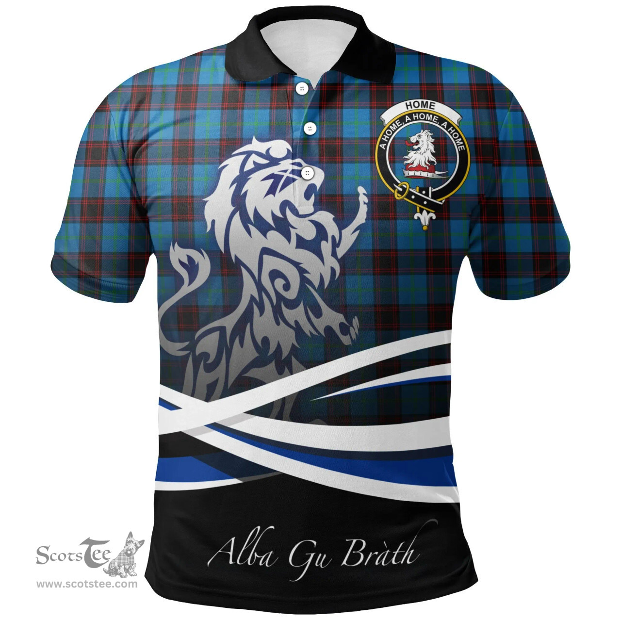 Scottish Home Ancient Clan Crest Tartan Polo Shirt - Blue Scotland Lion, Tartan Plaid Polo Shirt Scottish Plaid Tartan Plaid - ScotsTee - scotstee.com