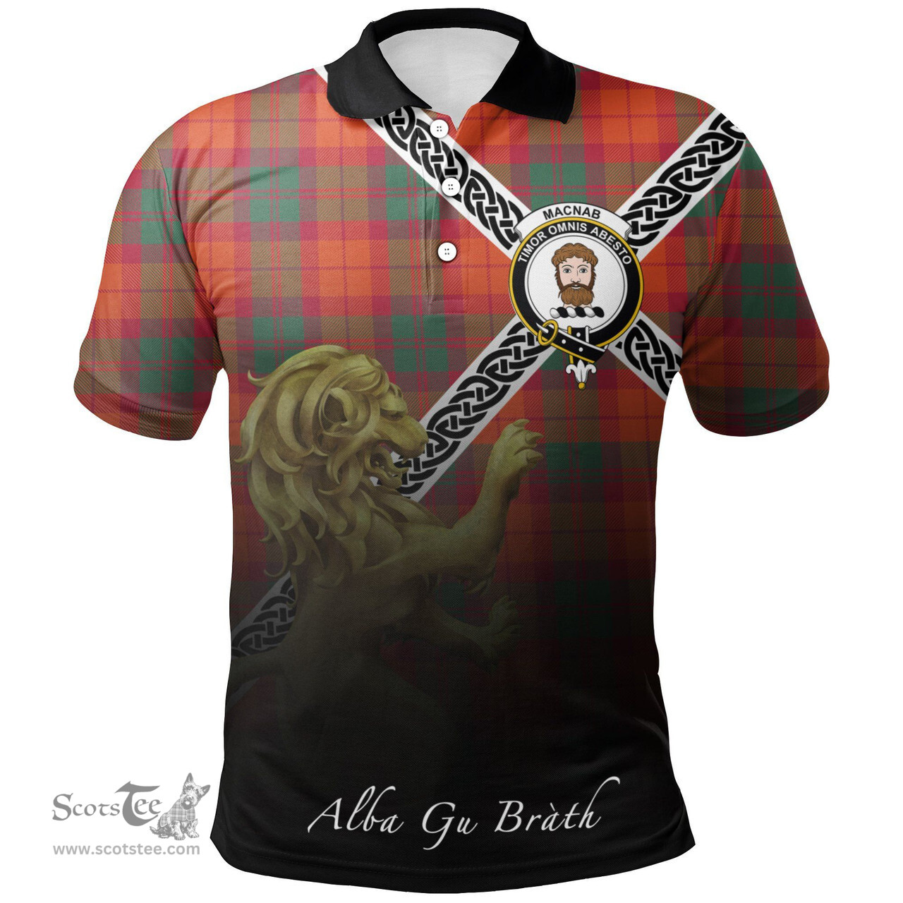Scottish MacNab Ancient Clan Crest Tartan Polo Shirt - Celtic with Scotland Lion, Tartan Plaid Polo Shirt Scottish Plaid Tartan Plaid - ScotsTee - scotstee.com