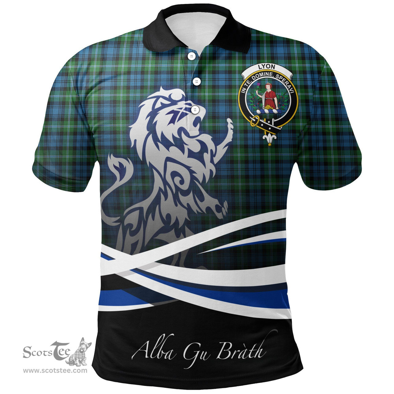 Scottish Lyon Clan Crest Tartan Polo Shirt - Blue Scotland Lion, Tartan Plaid Polo Shirt Scottish Plaid Tartan Plaid - ScotsTee - scotstee.com