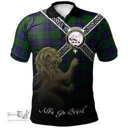 Scottish Lockhart Modern Clan Crest Tartan Polo Shirt - Celtic with Scotland Lion, Tartan Plaid Polo Shirt Scottish Plaid Tartan Plaid - ScotsTee - scotstee.com
