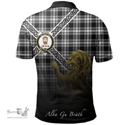 Scottish Menzies Black & White Modern Clan Crest Tartan Polo Shirt - Celtic with Scotland Lion, Tartan Plaid Polo Shirt Scottish Plaid Tartan Plaid - ScotsTee - scotstee.com
