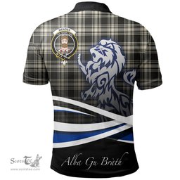 Scottish Menzies Black & White Ancient Clan Crest Tartan Polo Shirt - Blue Scotland Lion, Tartan Plaid Polo Shirt Scottish Plaid Tartan Plaid - ScotsTee - scotstee.com