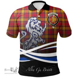 Scottish Scrymgeour Clan Crest Tartan Polo Shirt - Blue Scotland Lion, Tartan Plaid Polo Shirt Scottish Plaid Tartan Plaid - ScotsTee - scotstee.com