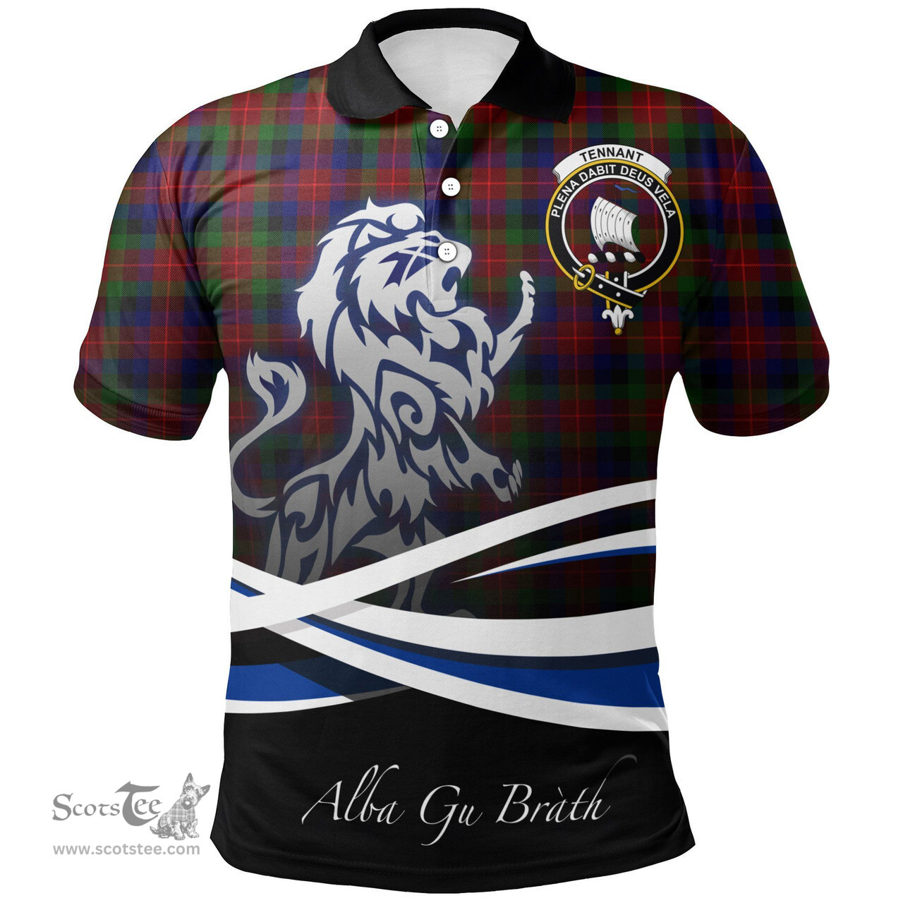 Scottish Tennant Clan Crest Tartan Polo Shirt - Blue Scotland Lion, Tartan Plaid Polo Shirt Scottish Plaid Tartan Plaid - ScotsTee - scotstee.com