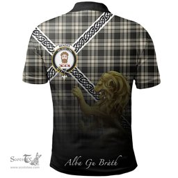 Scottish Menzies Black & White Ancient Clan Crest Tartan Polo Shirt - Celtic with Scotland Lion, Tartan Plaid Polo Shirt Scottish Plaid Tartan Plaid - ScotsTee - scotstee.com