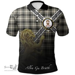 Scottish Menzies Black & White Ancient Clan Crest Tartan Polo Shirt - Celtic with Scotland Lion, Tartan Plaid Polo Shirt Scottish Plaid Tartan Plaid - ScotsTee - scotstee.com