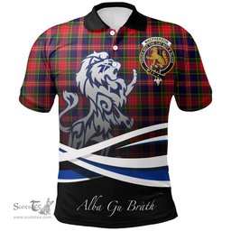 Scottish MacPherson Modern Clan Crest Tartan Polo Shirt - Blue Scotland Lion, Tartan Plaid Polo Shirt Scottish Plaid Tartan Plaid - ScotsTee - scotstee.com