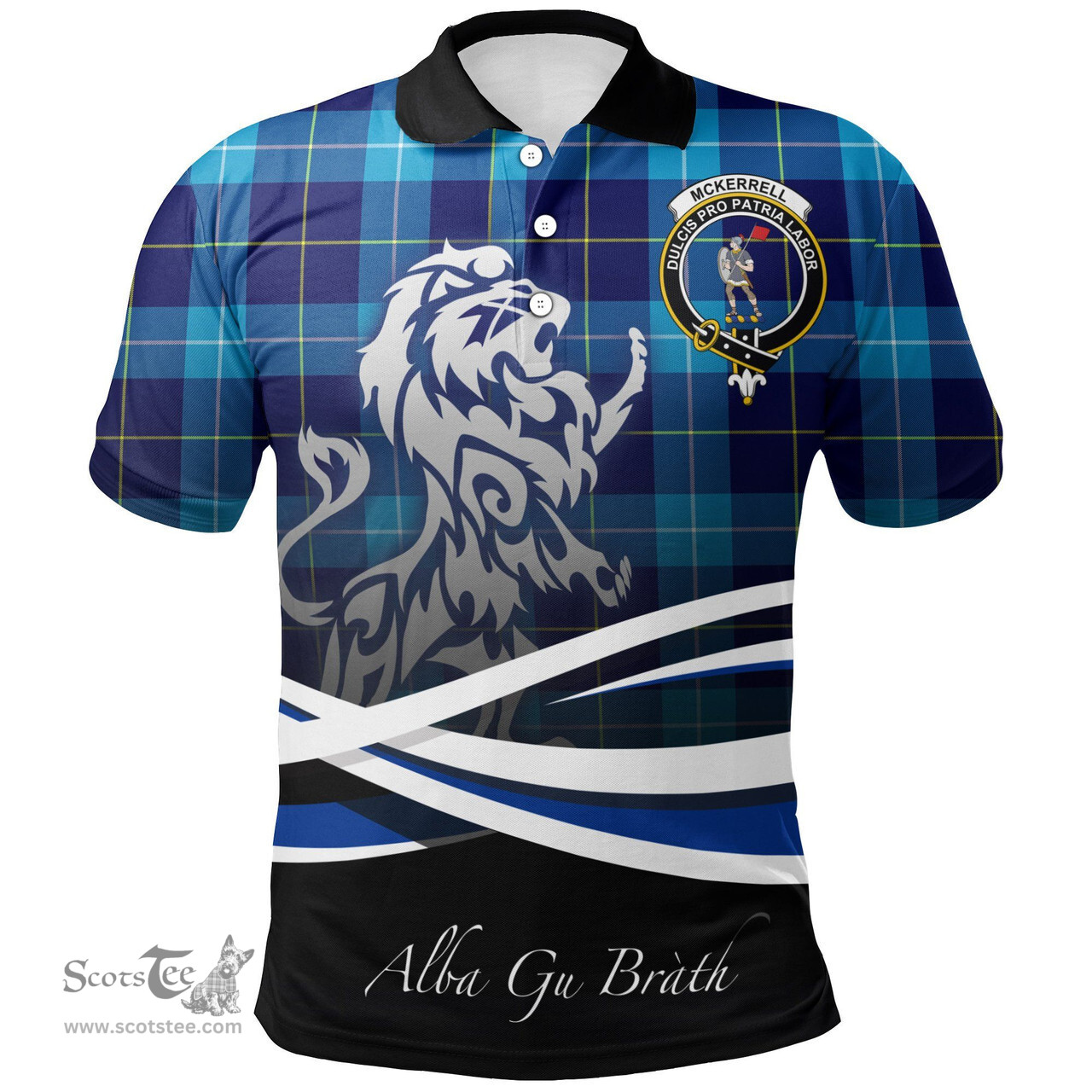 Scottish McKerrell Clan Crest Tartan Polo Shirt - Blue Scotland Lion, Tartan Plaid Polo Shirt Scottish Plaid Tartan Plaid - ScotsTee - scotstee.com