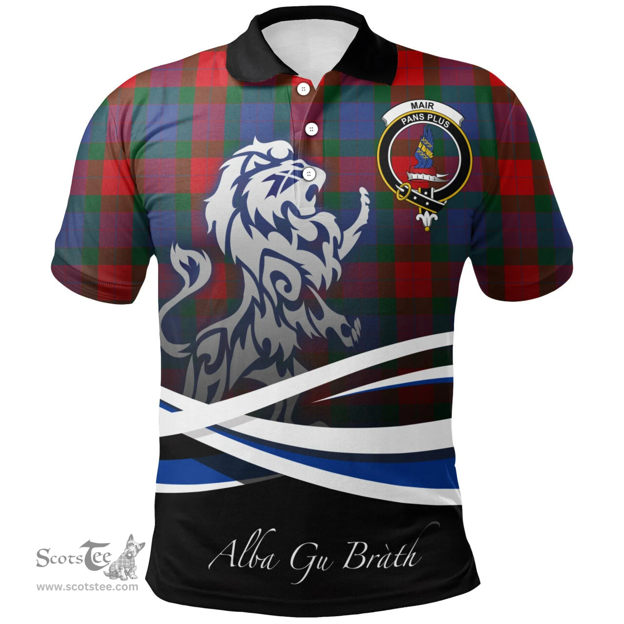 Scottish Mar Clan Crest Tartan Polo Shirt - Blue Scotland Lion, Tartan Plaid Polo Shirt Scottish Plaid Tartan Plaid - ScotsTee - scotstee.com