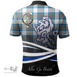 Scottish Stewart Muted Blue Clan Crest Tartan Polo Shirt - Blue Scotland Lion, Tartan Plaid Polo Shirt Scottish Plaid Tartan Plaid - ScotsTee - scotstee.com