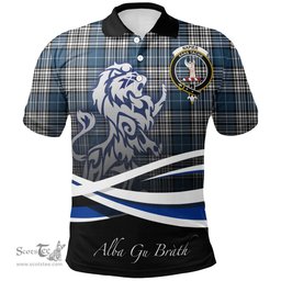 Scottish Napier Modern Clan Crest Tartan Polo Shirt - Blue Scotland Lion, Tartan Plaid Polo Shirt Scottish Plaid Tartan Plaid - ScotsTee - scotstee.com