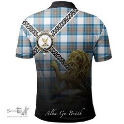 Scottish Stewart Muted Blue Clan Crest Tartan Polo Shirt - Celtic with Scotland Lion, Tartan Plaid Polo Shirt Scottish Plaid Tartan Plaid - ScotsTee - scotstee.com