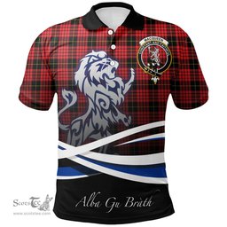 Scottish MacQueen Modern Clan Crest Tartan Polo Shirt - Blue Scotland Lion, Tartan Plaid Polo Shirt Scottish Plaid Tartan Plaid - ScotsTee - scotstee.com