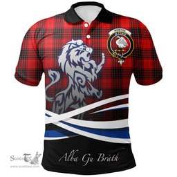 Scottish Wemyss Modern Clan Crest Tartan Polo Shirt - Blue Scotland Lion, Tartan Plaid Polo Shirt Scottish Plaid Tartan Plaid - ScotsTee - scotstee.com