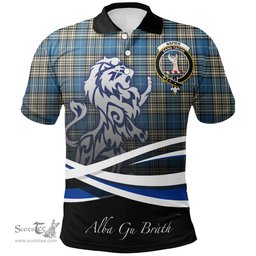 Scottish Napier Ancient Clan Crest Tartan Polo Shirt - Blue Scotland Lion, Tartan Plaid Polo Shirt Scottish Plaid Tartan Plaid - ScotsTee - scotstee.com