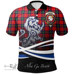 Scottish Ruthven Modern Clan Crest Tartan Polo Shirt - Blue Scotland Lion, Tartan Plaid Polo Shirt Scottish Plaid Tartan Plaid - ScotsTee - scotstee.com