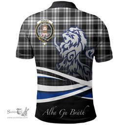 Scottish Menzies Black & White Modern Clan Crest Tartan Polo Shirt - Blue Scotland Lion, Tartan Plaid Polo Shirt Scottish Plaid Tartan Plaid - ScotsTee - scotstee.com