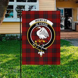 Scottish Wemyss Tartan Flag with Family Crest - Tartan Garden Flag Scottish Plaid Tartan Plaid - ScotsTee - scotstee.com