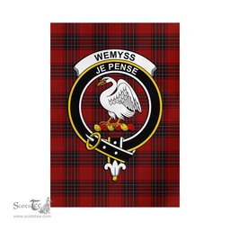 Scottish Wemyss Tartan Flag with Family Crest - Tartan Garden Flag Scottish Plaid Tartan Plaid - ScotsTee - scotstee.com