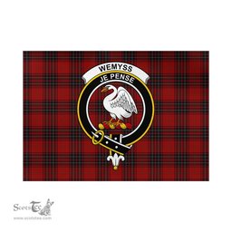 Scottish Wemyss Tartan Flag with Family Crest - Tartan Garden Flag Scottish Plaid Tartan Plaid - ScotsTee - scotstee.com
