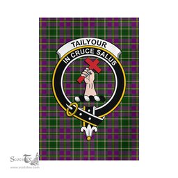 Scottish Taylor Tartan Flag with Family Crest - Tartan Garden Flag Scottish Plaid Tartan Plaid - ScotsTee - scotstee.com
