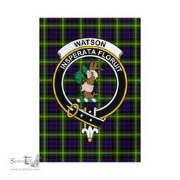 Scottish Watson Modern Tartan Flag with Family Crest - Tartan Garden Flag Scottish Plaid Tartan Plaid - ScotsTee - scotstee.com