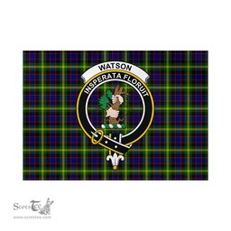 Scottish Watson Modern Tartan Flag with Family Crest - Tartan Garden Flag Scottish Plaid Tartan Plaid - ScotsTee - scotstee.com