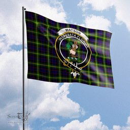 Scottish Watson Modern Tartan Flag with Family Crest - Tartan Garden Flag Scottish Plaid Tartan Plaid - ScotsTee - scotstee.com