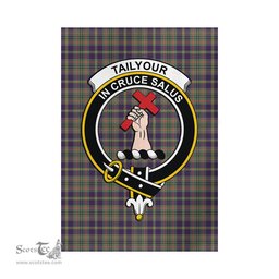 Scottish Taylor Weathered Tartan Flag with Family Crest - Tartan Garden Flag Scottish Plaid Tartan Plaid - ScotsTee - scotstee.com