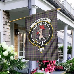 Scottish Taylor Weathered Tartan Flag with Family Crest - Tartan Garden Flag Scottish Plaid Tartan Plaid - ScotsTee - scotstee.com