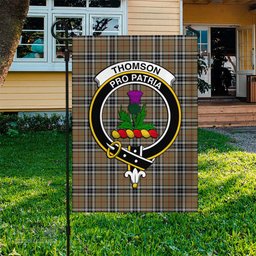 Scottish Thomson Camel Tartan Flag with Family Crest - Tartan Garden Flag Scottish Plaid Tartan Plaid - ScotsTee - scotstee.com