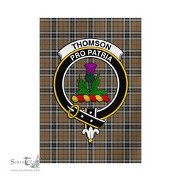 Scottish Thomson Camel Tartan Flag with Family Crest - Tartan Garden Flag Scottish Plaid Tartan Plaid - ScotsTee - scotstee.com