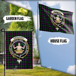 Scottish Urquhart Modern Tartan Flag with Family Crest - Tartan Garden Flag Scottish Plaid Tartan Plaid - ScotsTee - scotstee.com