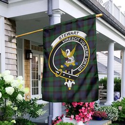 Scottish Stewart Old Tartan Flag with Family Crest - Tartan Garden Flag Scottish Plaid Tartan Plaid - ScotsTee - scotstee.com