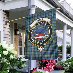 Scottish Weir Ancient Tartan Flag with Family Crest - Tartan Garden Flag Scottish Plaid Tartan Plaid - ScotsTee - scotstee.com