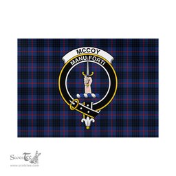 Scottish McCoy Blue Tartan Flag with Family Crest - Tartan Garden Flag Scottish Plaid Tartan Plaid - ScotsTee - scotstee.com