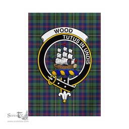 Scottish Wood Modern Tartan Flag with Family Crest - Tartan Garden Flag Scottish Plaid Tartan Plaid - ScotsTee - scotstee.com