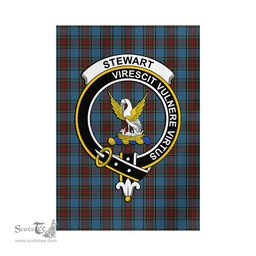 Scottish Stewart Royal Blue Tartan Flag with Family Crest - Tartan Garden Flag Scottish Plaid Tartan Plaid - ScotsTee - scotstee.com