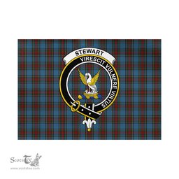 Scottish Stewart Royal Blue Tartan Flag with Family Crest - Tartan Garden Flag Scottish Plaid Tartan Plaid - ScotsTee - scotstee.com