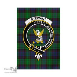 Scottish Stewart Old Modern Tartan Flag with Family Crest - Tartan Garden Flag Scottish Plaid Tartan Plaid - ScotsTee - scotstee.com
