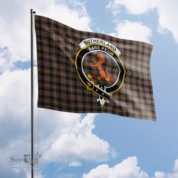 Scottish Sutherland Weathered Tartan Flag with Family Crest - Tartan Garden Flag Scottish Plaid Tartan Plaid - ScotsTee - scotstee.com