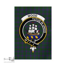 Scottish Wood Tartan Flag with Family Crest - Tartan Garden Flag Scottish Plaid Tartan Plaid - ScotsTee - scotstee.com