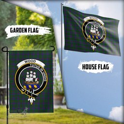 Scottish Wood Tartan Flag with Family Crest - Tartan Garden Flag Scottish Plaid Tartan Plaid - ScotsTee - scotstee.com