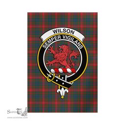 Scottish Wilson Modern Tartan Flag with Family Crest - Tartan Garden Flag Scottish Plaid Tartan Plaid - ScotsTee - scotstee.com